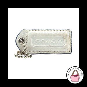 2" Medium Y2K VINTAGE COACH White Leather Nickel Fob Bag Charm Keychain Hang Tag